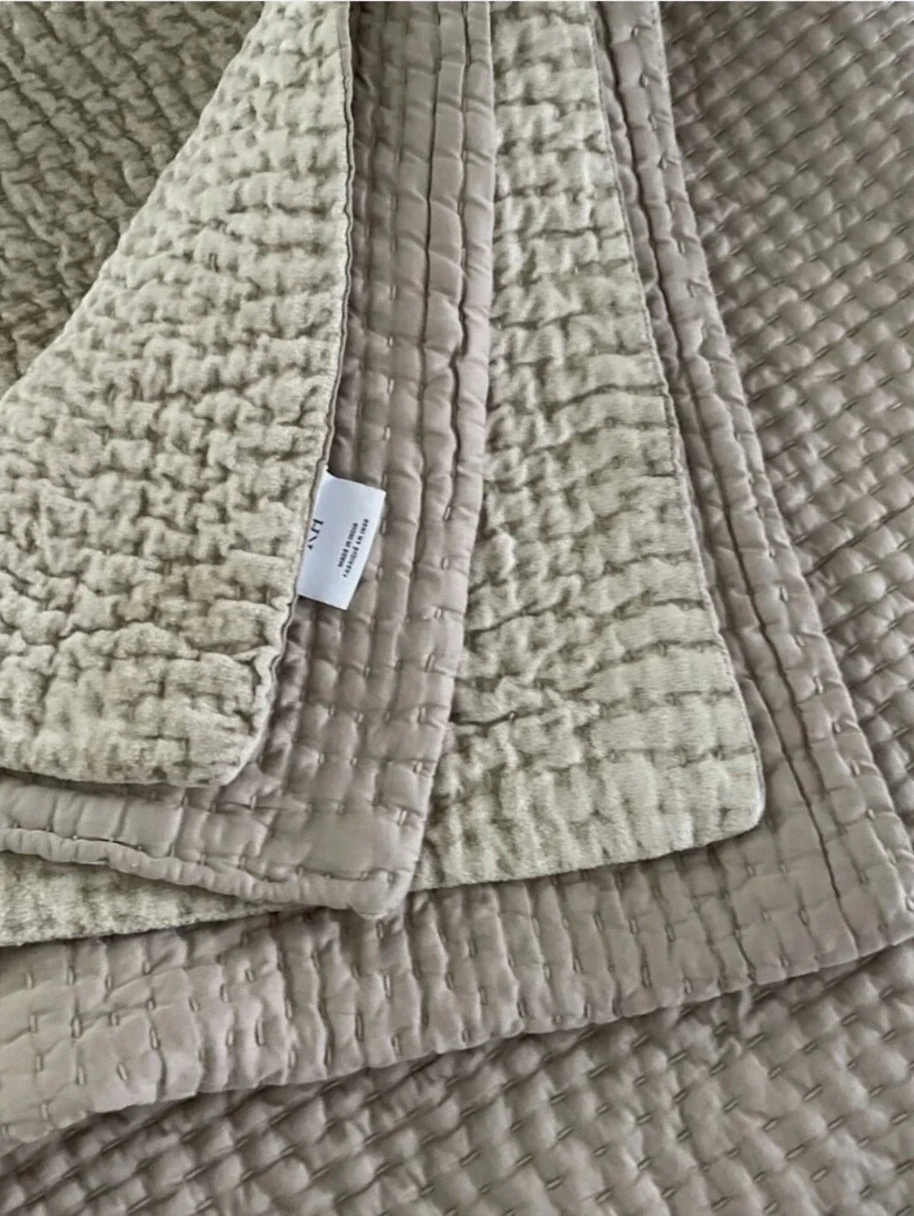 Restoration Hardware Cal King Holiday Pick Stitch Sateen Velvet Bedding Quilt